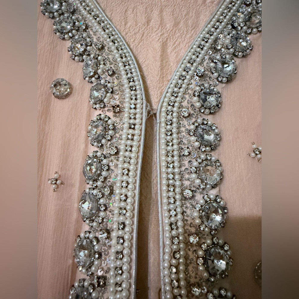 Embellished Pink kameez/pant suit with Crystal Accents